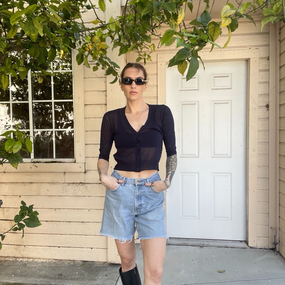 Navy Blue Sheer Cardigan